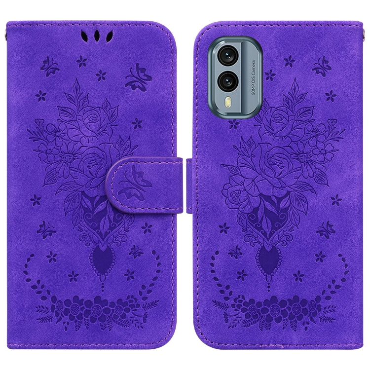 For Nokia X30 Butterfly Rose Embossed Leather Phone Case