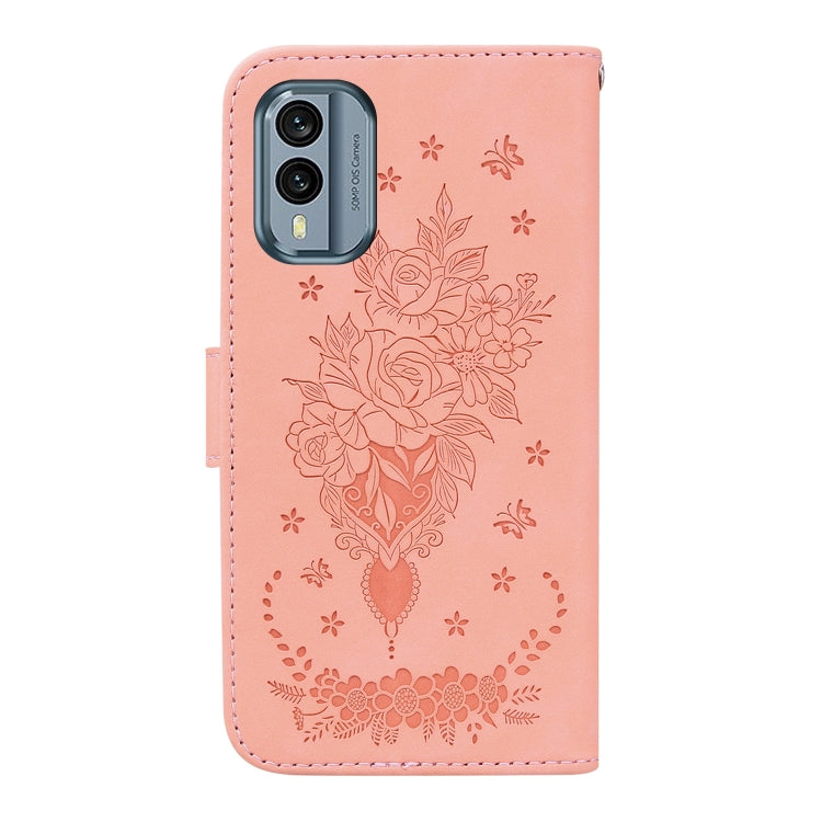 For Nokia X30 Butterfly Rose Embossed Leather Phone Case