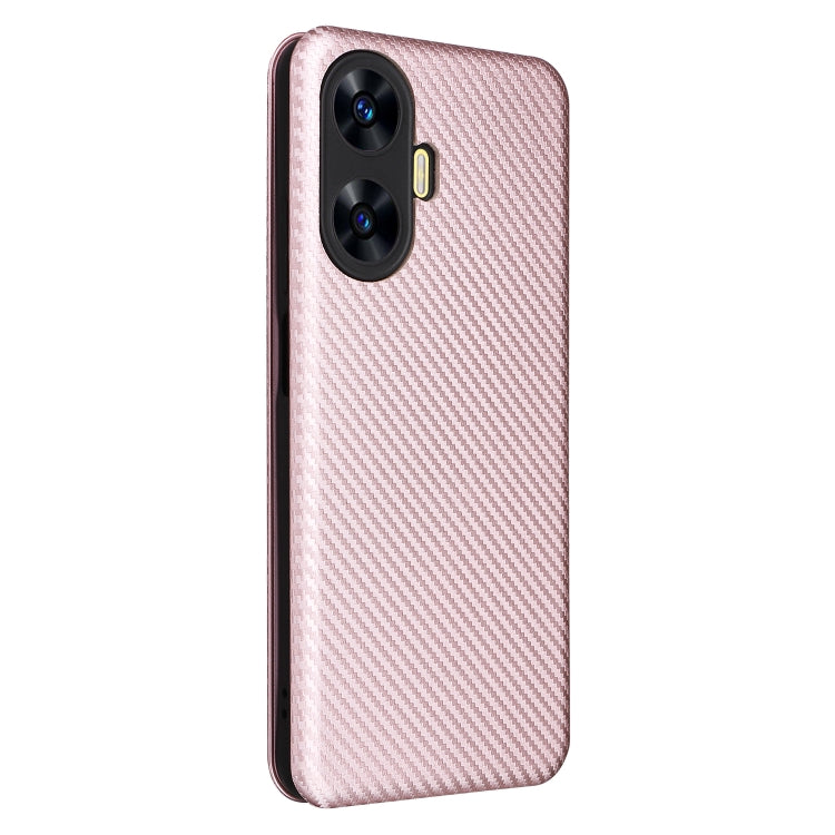 For Realme C55 Carbon Fiber Texture Flip Leather Phone Case