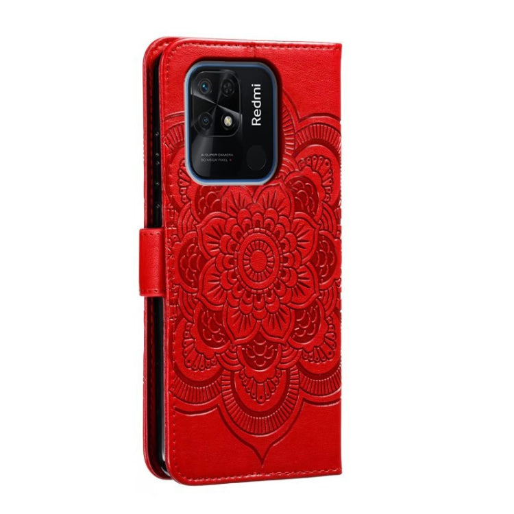 For Xiaomi Redmi 10C Sun Mandala Embossing Pattern Phone Leather Case