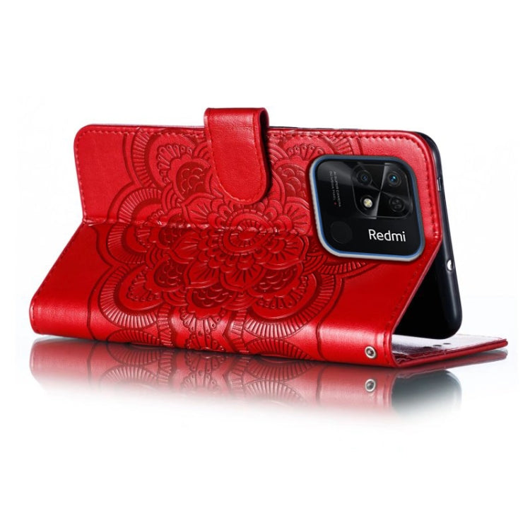 For Xiaomi Redmi 10C Sun Mandala Embossing Pattern Phone Leather Case