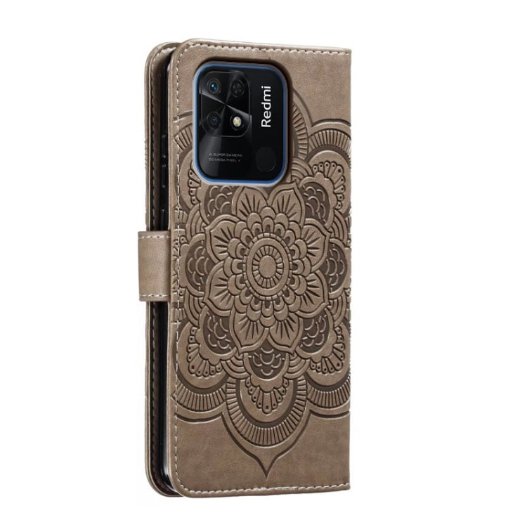 For Xiaomi Redmi 10C Sun Mandala Embossing Pattern Phone Leather Case