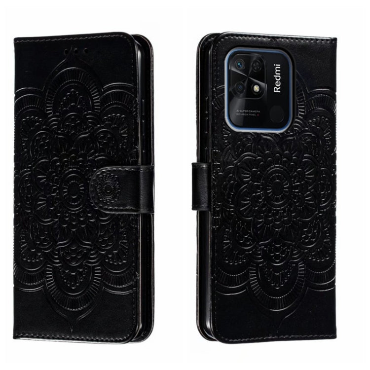 For Xiaomi Redmi 10C Sun Mandala Embossing Pattern Phone Leather Case