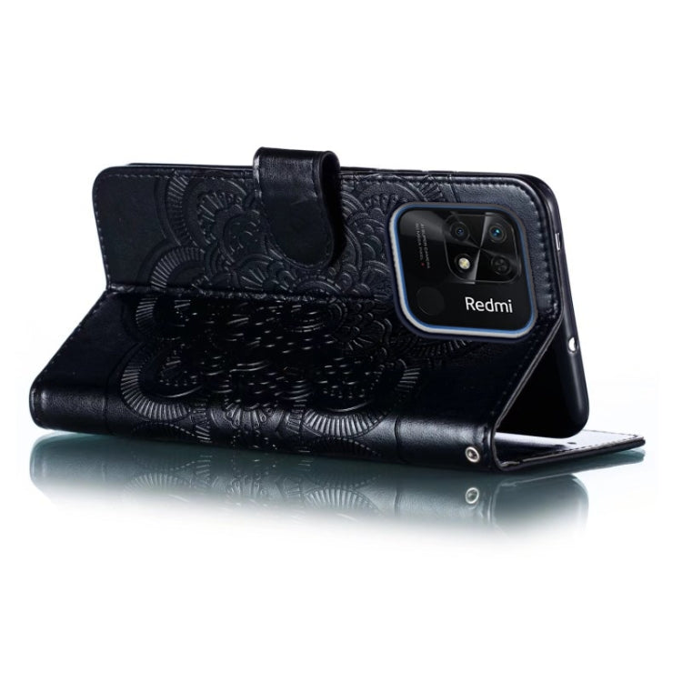 For Xiaomi Redmi 10C Sun Mandala Embossing Pattern Phone Leather Case