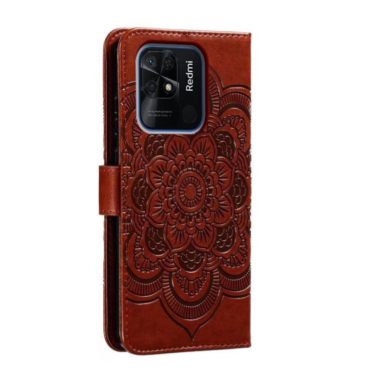 For Xiaomi Redmi 10C Sun Mandala Embossing Pattern Phone Leather Case