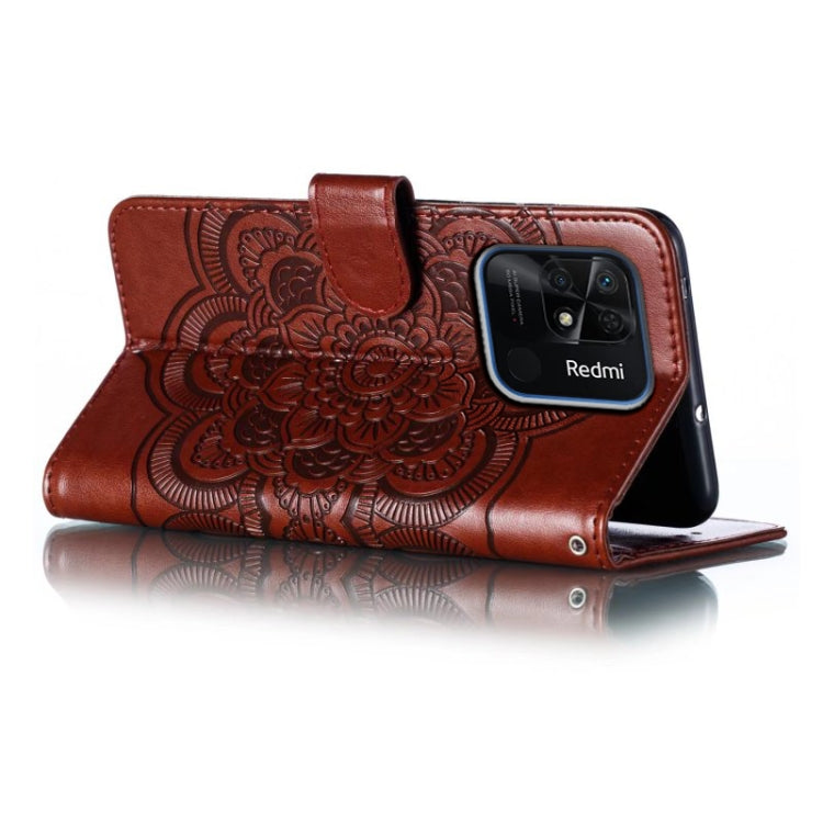 For Xiaomi Redmi 10C Sun Mandala Embossing Pattern Phone Leather Case