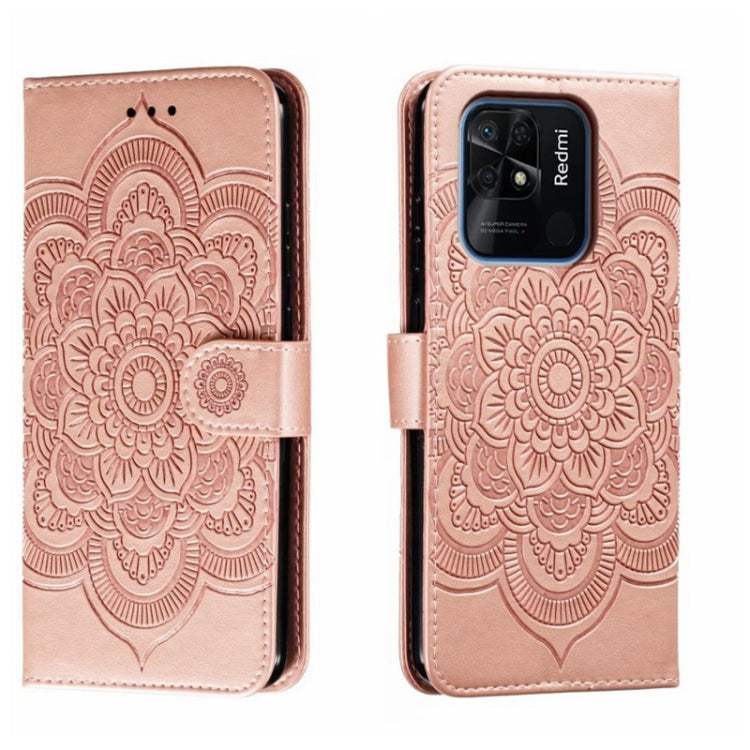 For Xiaomi Redmi 10C Sun Mandala Embossing Pattern Phone Leather Case