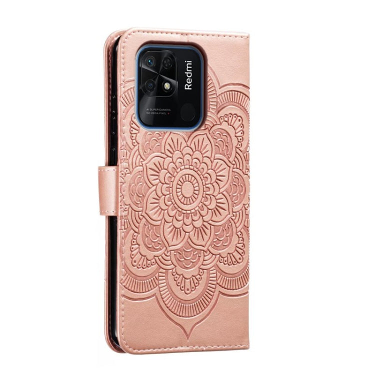 For Xiaomi Redmi 10C Sun Mandala Embossing Pattern Phone Leather Case