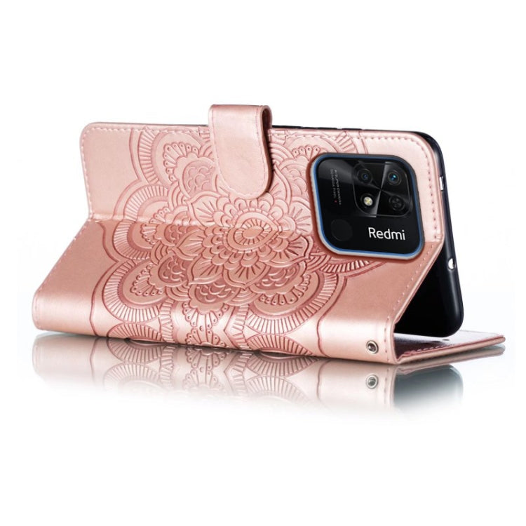 For Xiaomi Redmi 10C Sun Mandala Embossing Pattern Phone Leather Case