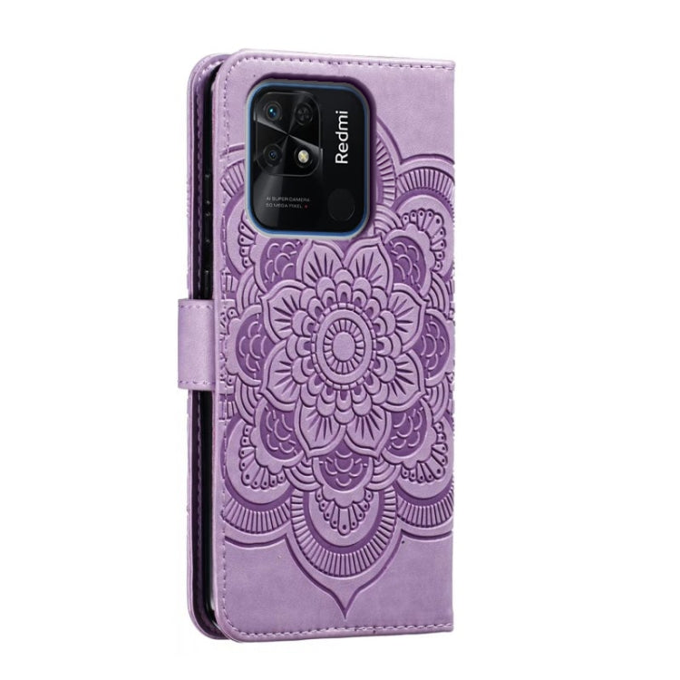 For Xiaomi Redmi 10C Sun Mandala Embossing Pattern Phone Leather Case