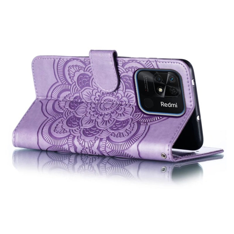 For Xiaomi Redmi 10C Sun Mandala Embossing Pattern Phone Leather Case