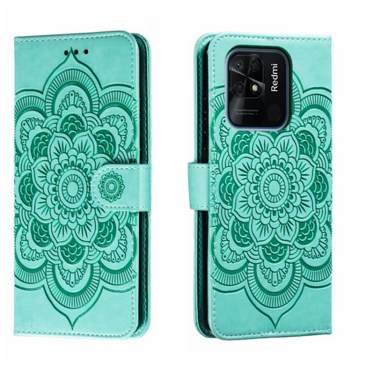 For Xiaomi Redmi 10C Sun Mandala Embossing Pattern Phone Leather Case