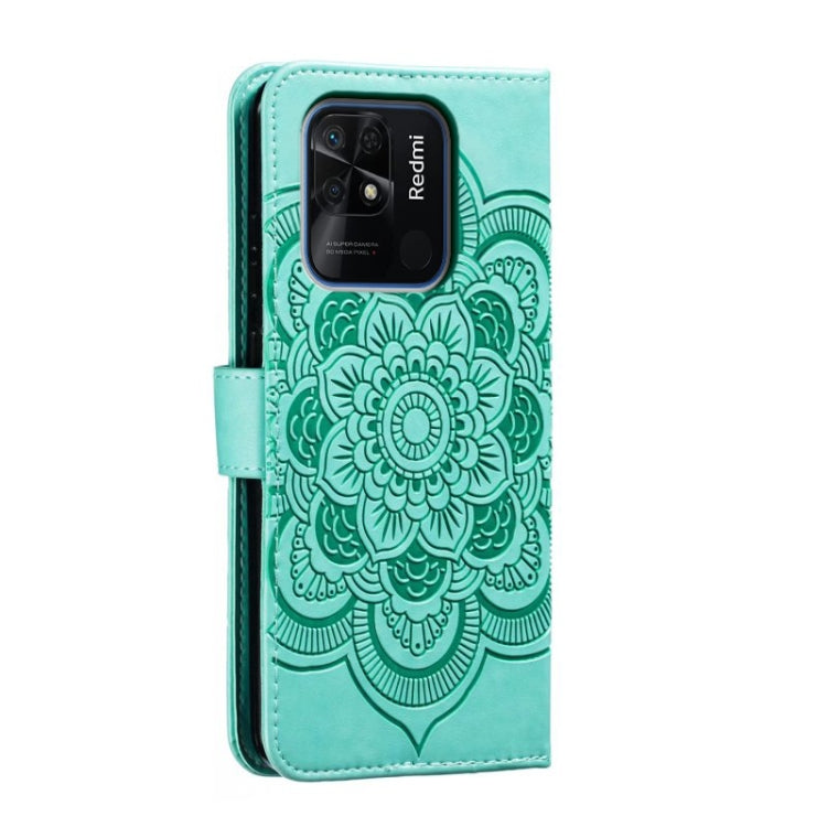For Xiaomi Redmi 10C Sun Mandala Embossing Pattern Phone Leather Case