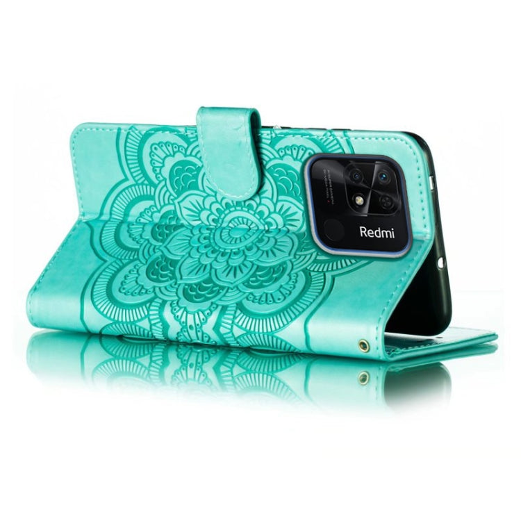 For Xiaomi Redmi 10C Sun Mandala Embossing Pattern Phone Leather Case