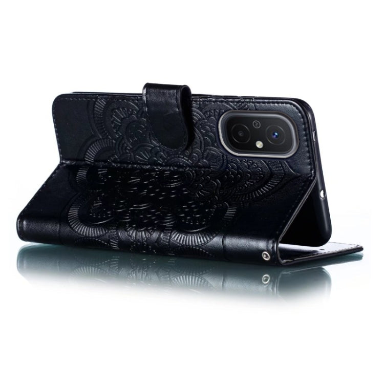 For Xiaomi Redmi 12C Sun Mandala Embossing Pattern Phone Leather Case