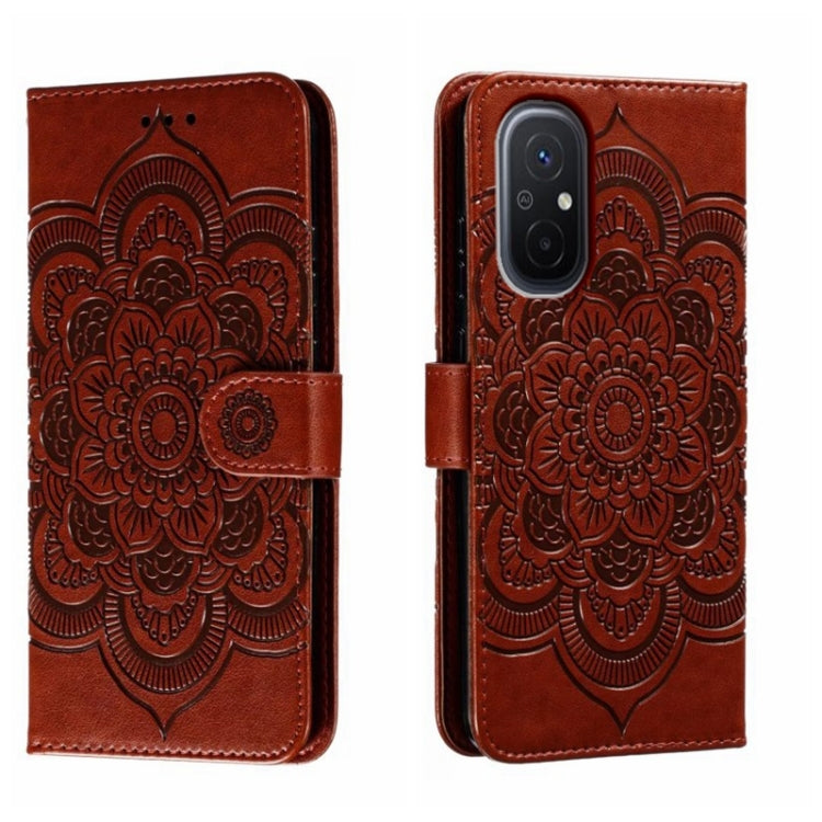For Xiaomi Redmi 12C Sun Mandala Embossing Pattern Phone Leather Case