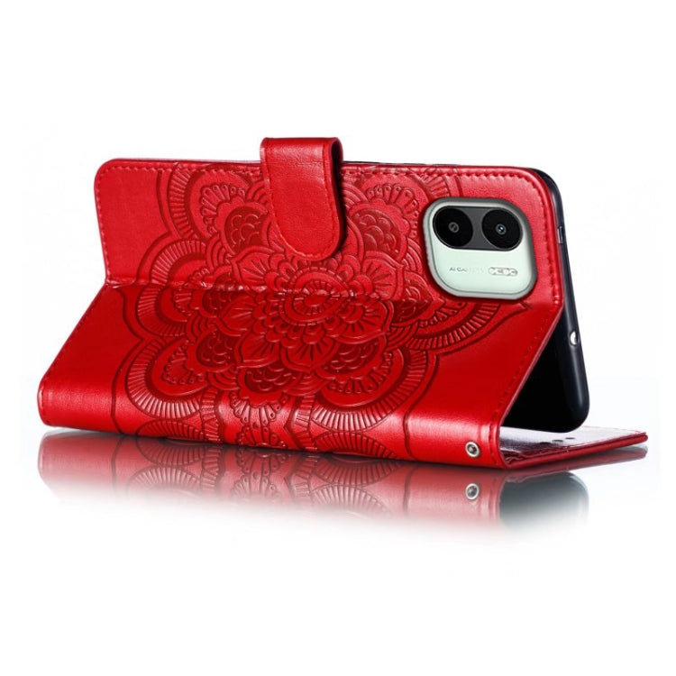 For Xiaomi Redmi A1 Sun Mandala Embossing Pattern Phone Leather Case
