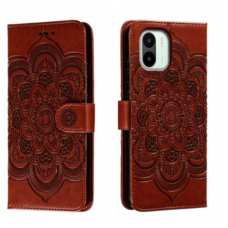 For Xiaomi Redmi A1 Sun Mandala Embossing Pattern Phone Leather Case