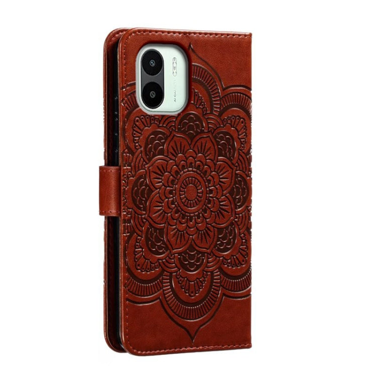 For Xiaomi Redmi A1 Sun Mandala Embossing Pattern Phone Leather Case