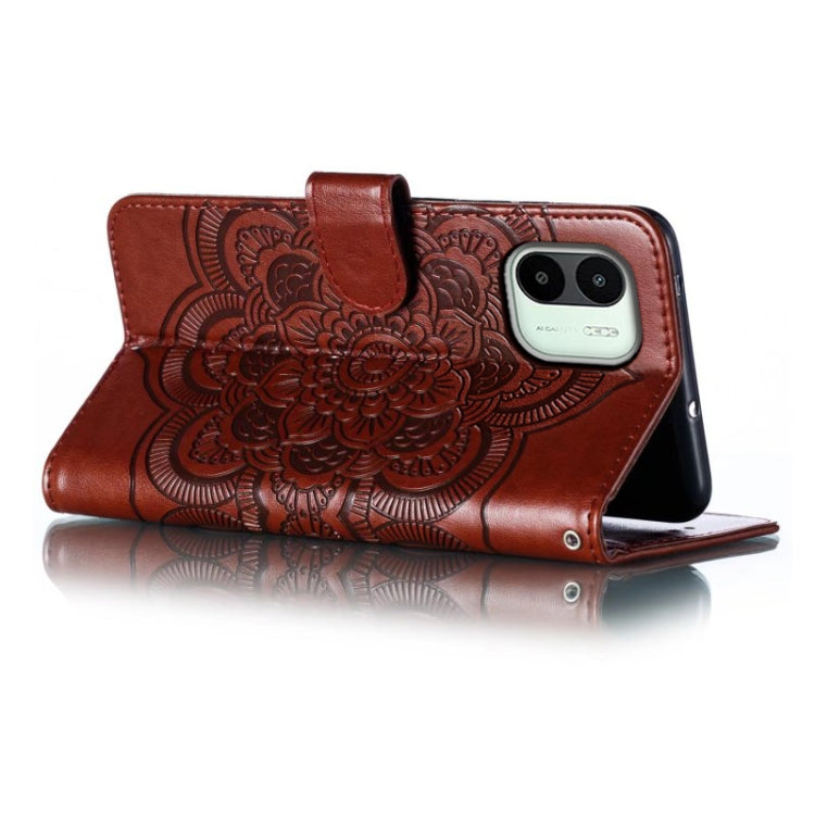 For Xiaomi Redmi A1 Sun Mandala Embossing Pattern Phone Leather Case