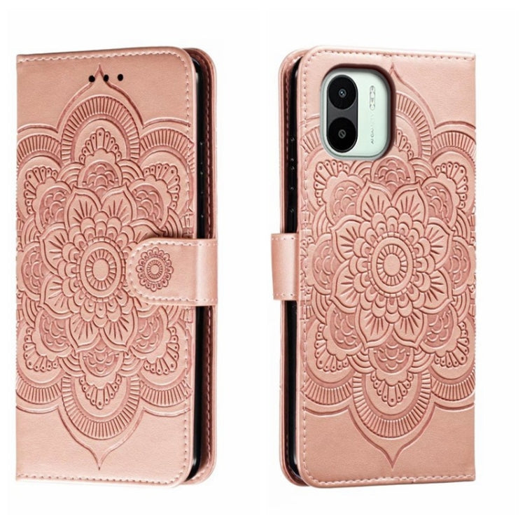 For Xiaomi Redmi A1 Sun Mandala Embossing Pattern Phone Leather Case