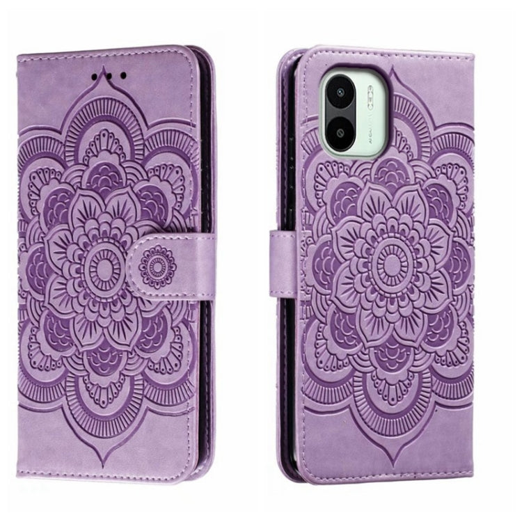 For Xiaomi Redmi A1 Sun Mandala Embossing Pattern Phone Leather Case