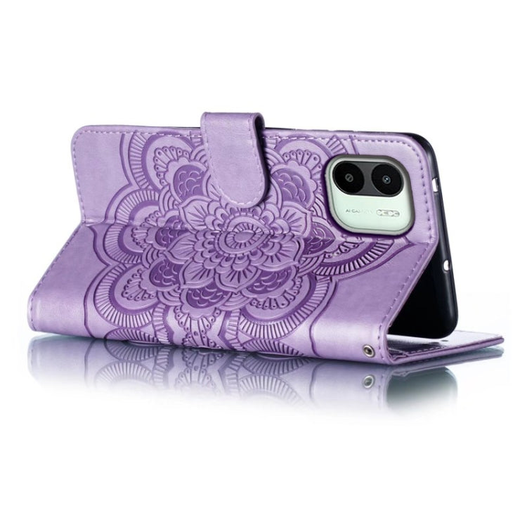 For Xiaomi Redmi A1 Sun Mandala Embossing Pattern Phone Leather Case