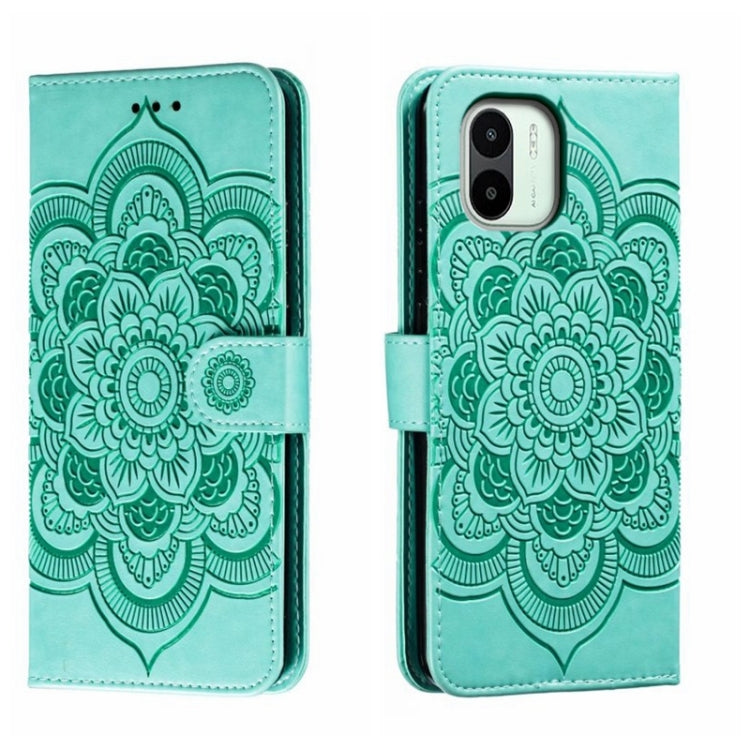 For Xiaomi Redmi A1 Sun Mandala Embossing Pattern Phone Leather Case
