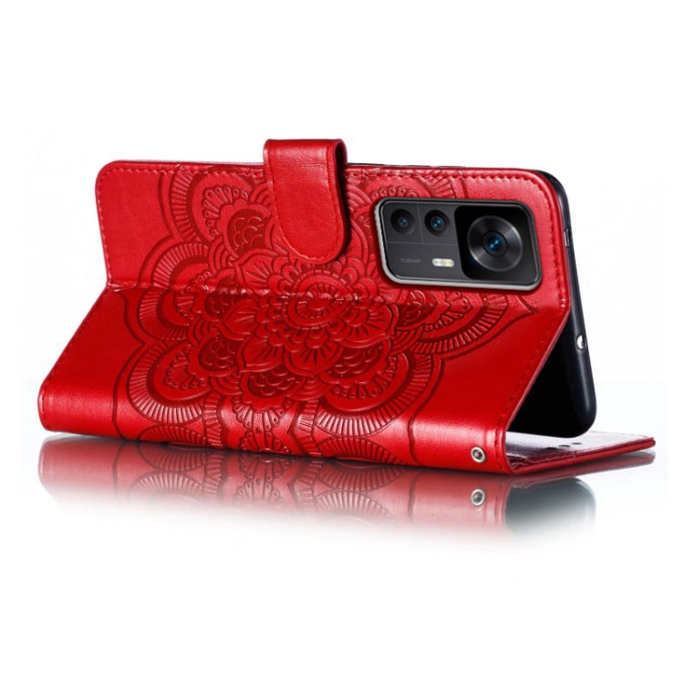 For Xiaomi Redmi K50 Ultra Sun Mandala Embossing Pattern Phone Leather Case