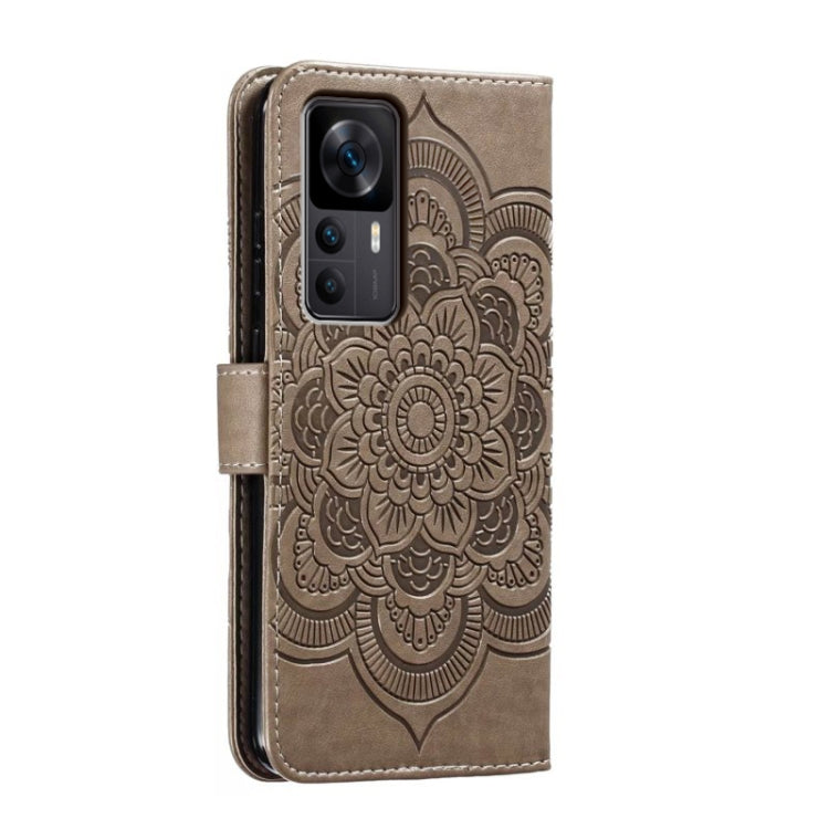 For Xiaomi Redmi K50 Ultra Sun Mandala Embossing Pattern Phone Leather Case