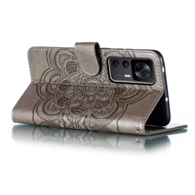 For Xiaomi Redmi K50 Ultra Sun Mandala Embossing Pattern Phone Leather Case