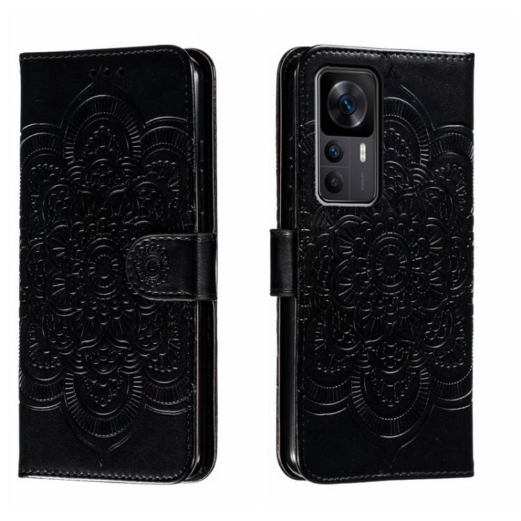 For Xiaomi Redmi K50 Ultra Sun Mandala Embossing Pattern Phone Leather Case