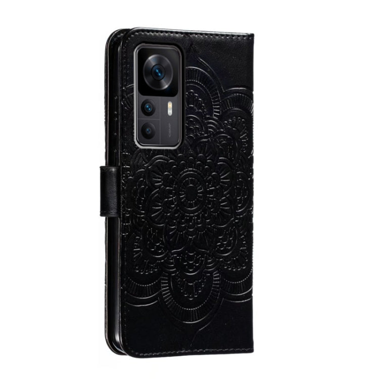 For Xiaomi Redmi K50 Ultra Sun Mandala Embossing Pattern Phone Leather Case