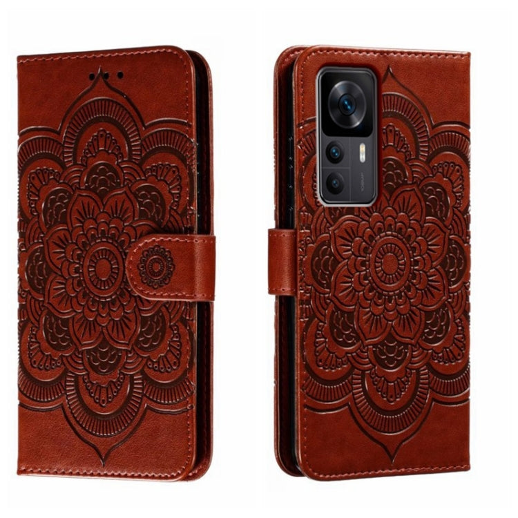 For Xiaomi Redmi K50 Ultra Sun Mandala Embossing Pattern Phone Leather Case