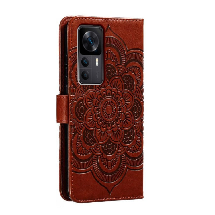 For Xiaomi Redmi K50 Ultra Sun Mandala Embossing Pattern Phone Leather Case