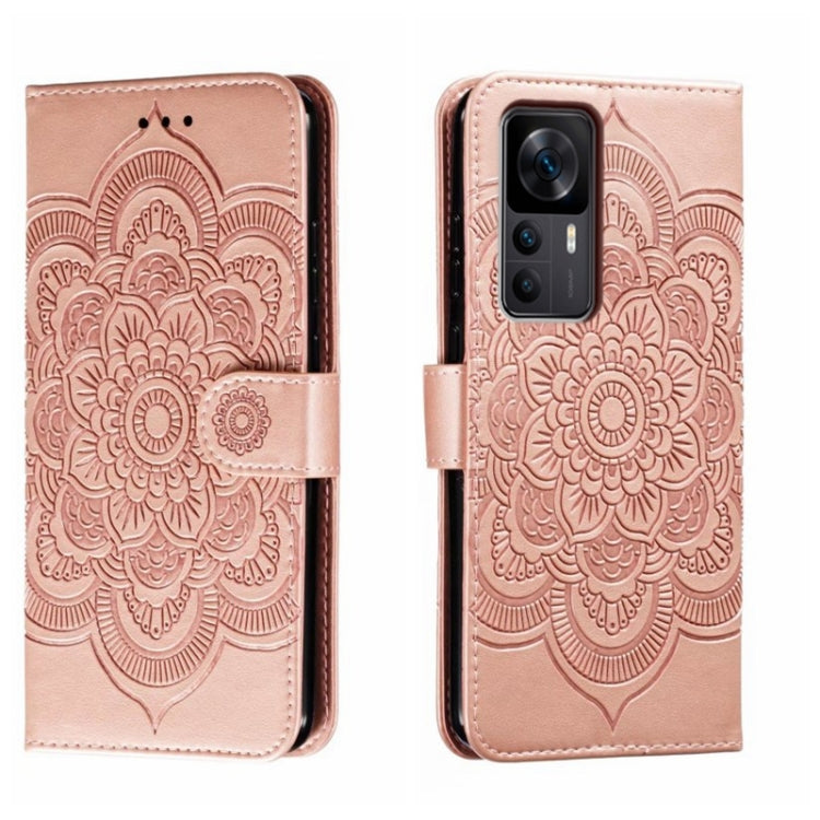 For Xiaomi Redmi K50 Ultra Sun Mandala Embossing Pattern Phone Leather Case