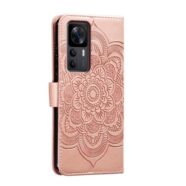 For Xiaomi Redmi K50 Ultra Sun Mandala Embossing Pattern Phone Leather Case