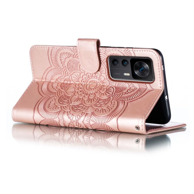 For Xiaomi Redmi K50 Ultra Sun Mandala Embossing Pattern Phone Leather Case