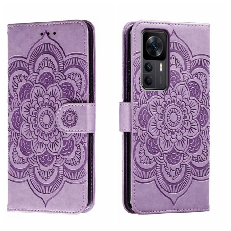 For Xiaomi Redmi K50 Ultra Sun Mandala Embossing Pattern Phone Leather Case