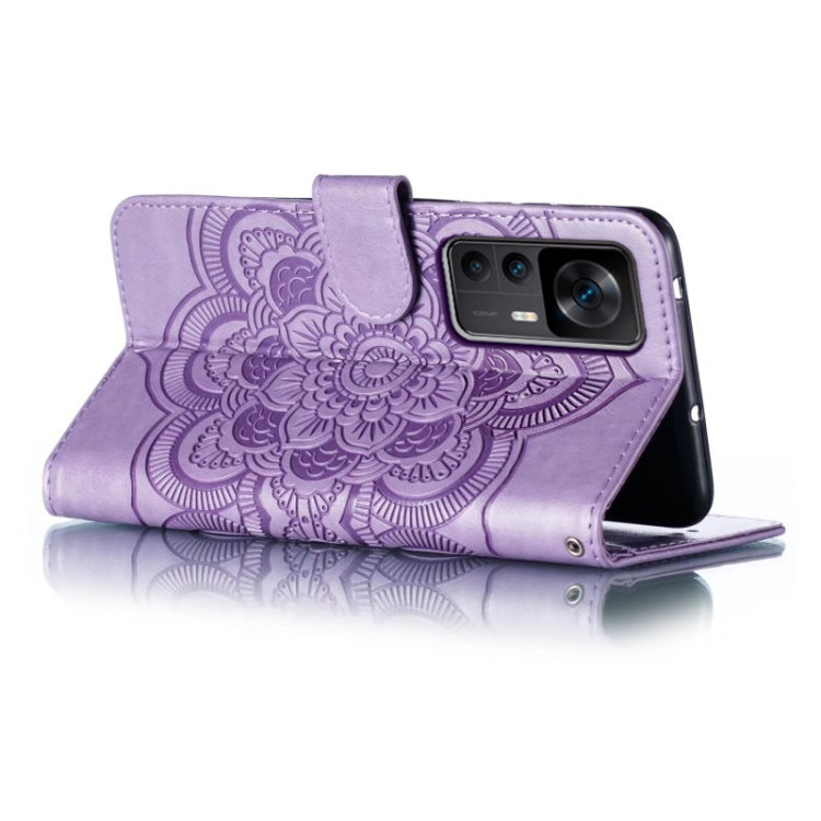 For Xiaomi Redmi K50 Ultra Sun Mandala Embossing Pattern Phone Leather Case