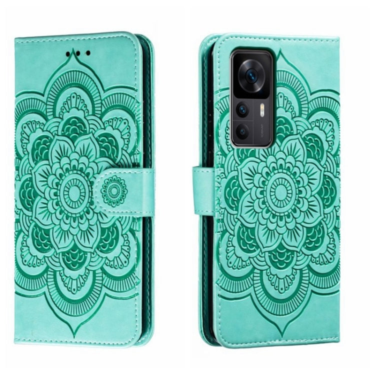 For Xiaomi Redmi K50 Ultra Sun Mandala Embossing Pattern Phone Leather Case