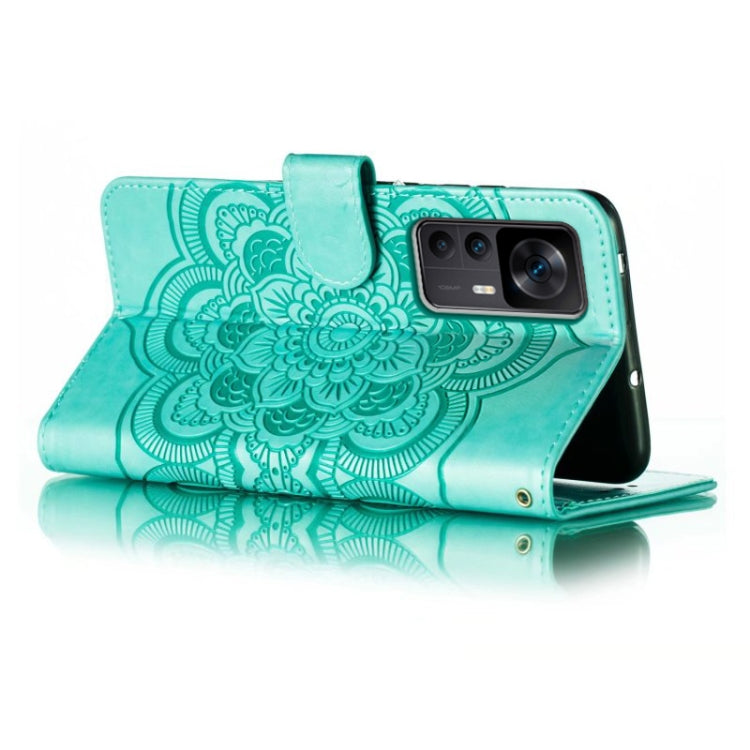 For Xiaomi Redmi K50 Ultra Sun Mandala Embossing Pattern Phone Leather Case