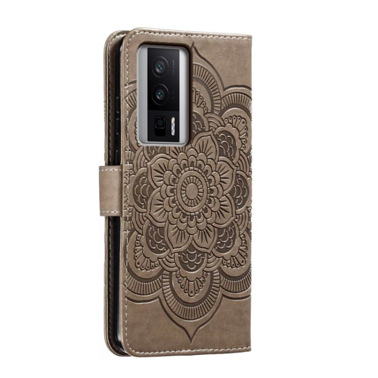 For Xiaomi Redmi K60 Sun Mandala Embossing Pattern Phone Leather Case