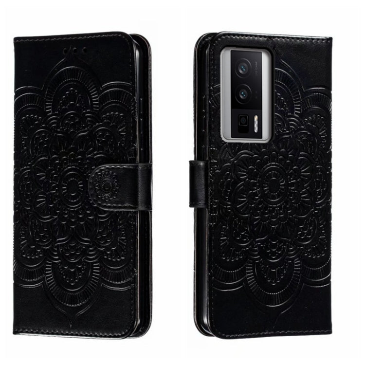 For Xiaomi Redmi K60 Sun Mandala Embossing Pattern Phone Leather Case