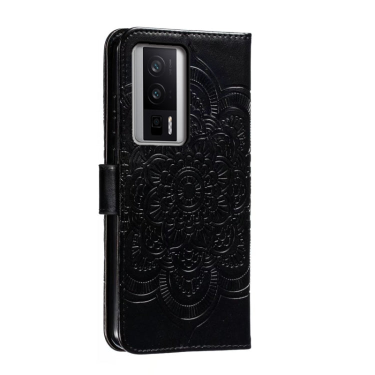 For Xiaomi Redmi K60 Sun Mandala Embossing Pattern Phone Leather Case