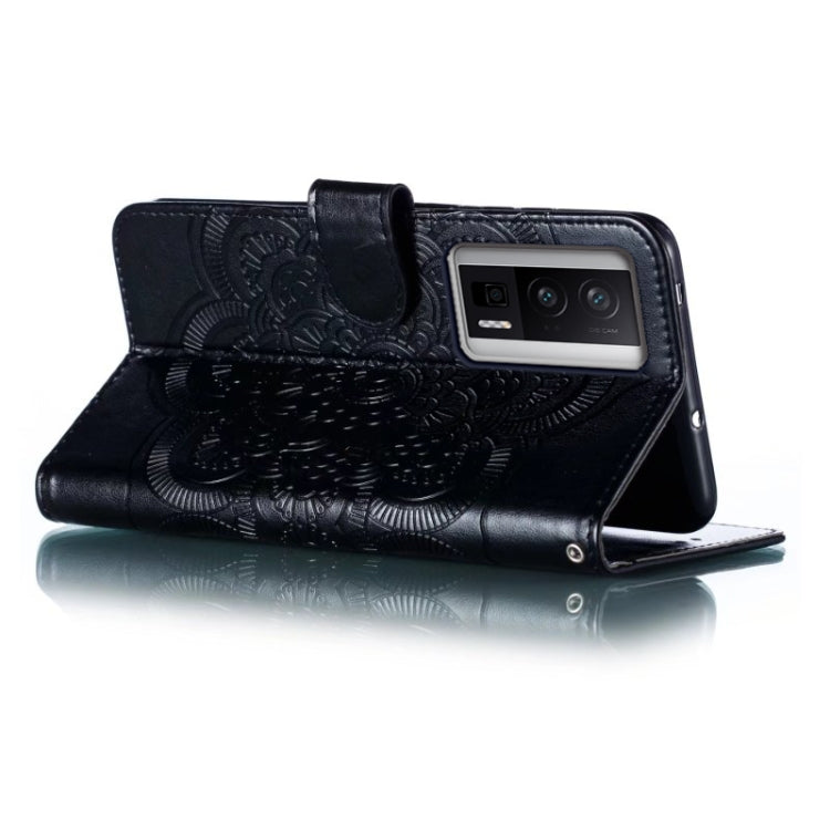 For Xiaomi Redmi K60 Sun Mandala Embossing Pattern Phone Leather Case