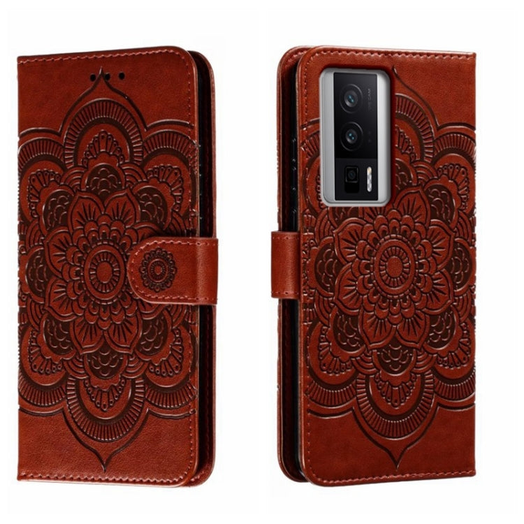 For Xiaomi Redmi K60 Sun Mandala Embossing Pattern Phone Leather Case