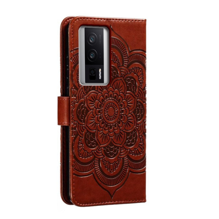 For Xiaomi Redmi K60 Sun Mandala Embossing Pattern Phone Leather Case