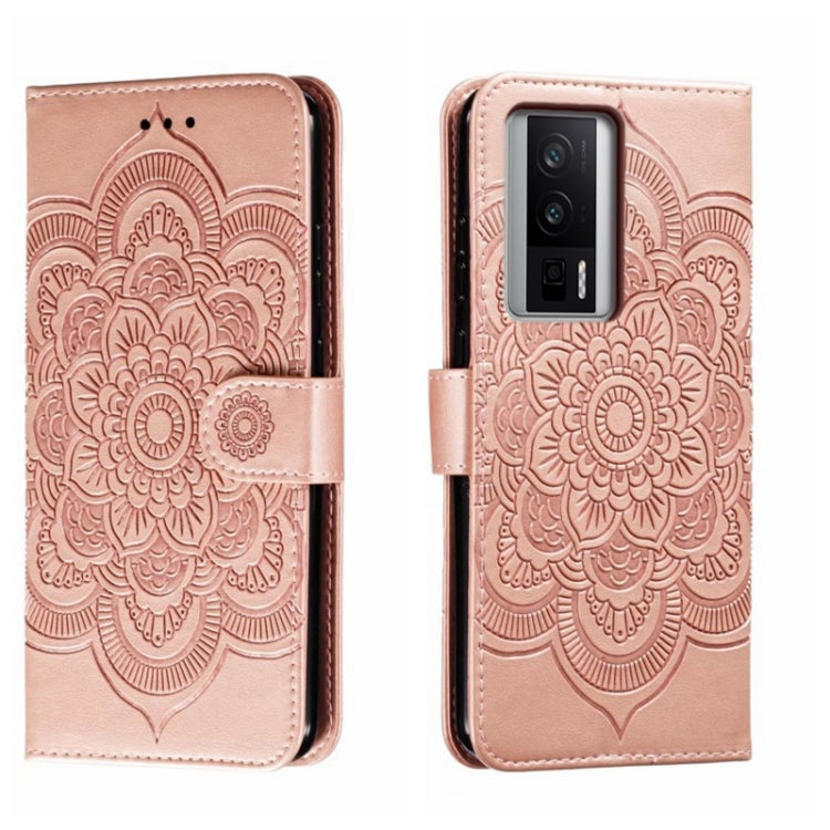 For Xiaomi Redmi K60 Sun Mandala Embossing Pattern Phone Leather Case