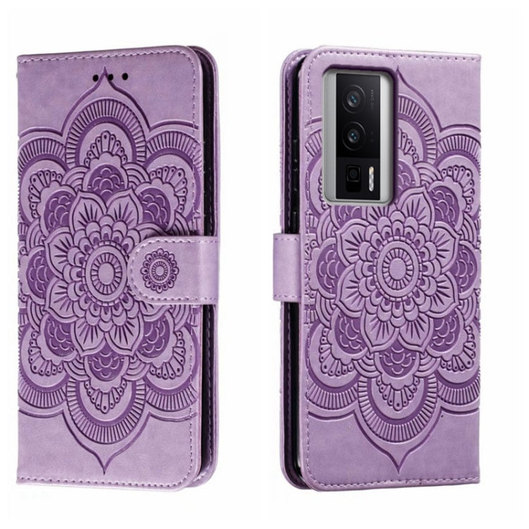 For Xiaomi Redmi K60 Sun Mandala Embossing Pattern Phone Leather Case
